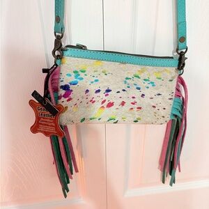 Colorful Splatter Leather Crossbody Bag